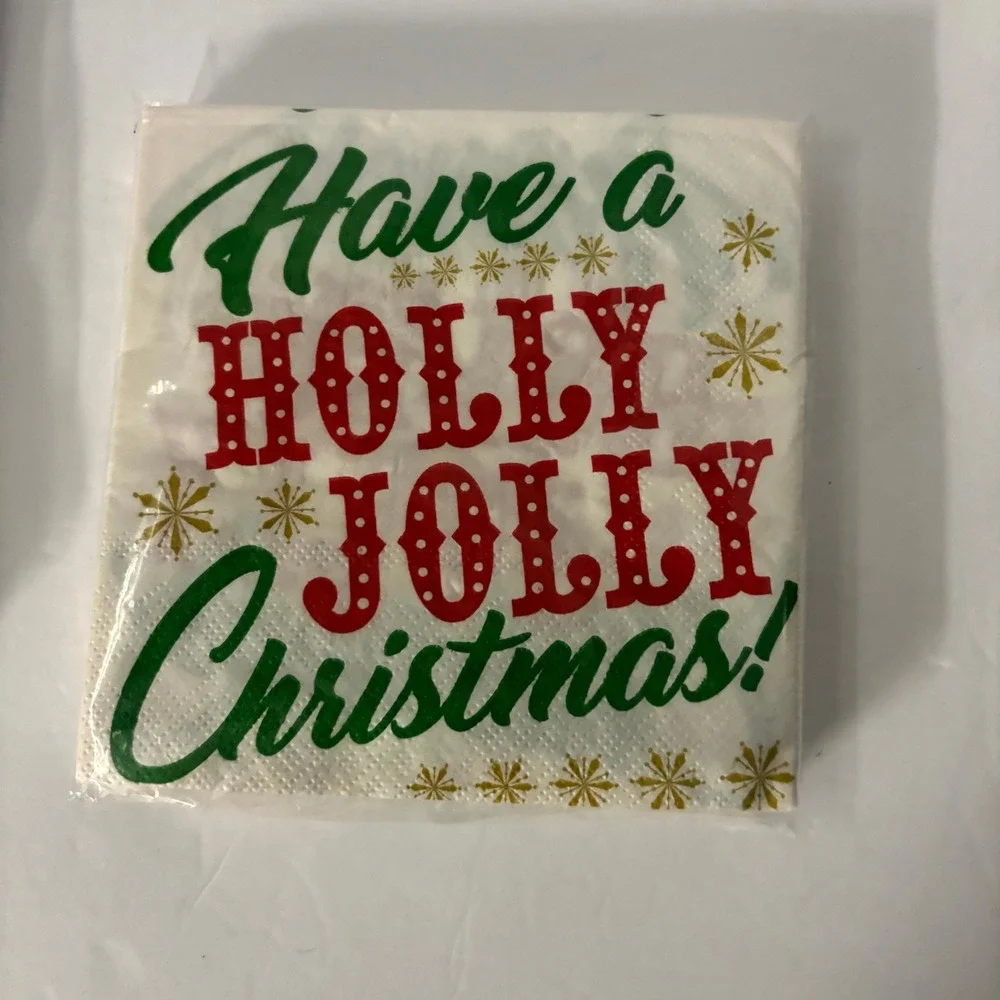 Christmas Napkins 60ct Santa Holly Jolly Poinsettia Holiday Party Table